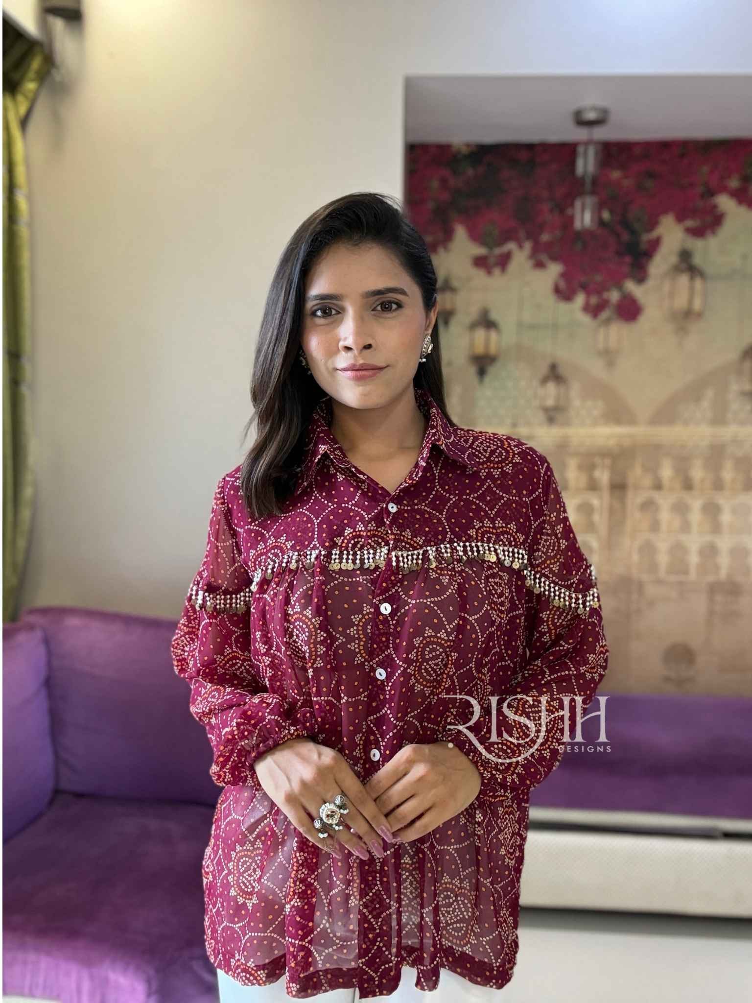 Bandhani over size shirt